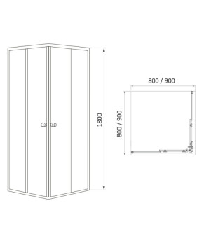 Душова кабіна RJ VELUM 90x90 без піддону, скло прозоре з малюнком "Linia" (90RZ082Linia)