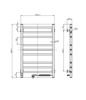 Полотенцесушитель Navin Классик Квадро 500х800 Sensor с таймером, правый 10-016053-5080