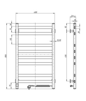 Полотенцесушитель Navin Авангард 480х800 Sensor правый с таймером (белый) 12-028053-4880