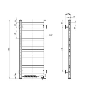 Сушка для рушників Navin Авангард 360х800 Sensor правий з таймером 10-028053-3680