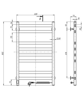 Полотенцесушитель Navin Авангард 480х800 Sensor правый с таймером, золото 10-428053-4880