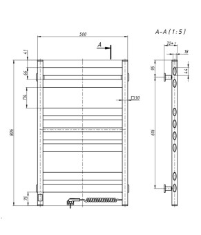 Полотенцесушитель Navin Ellipse 500х800 Sensor левый 10-045153-5080