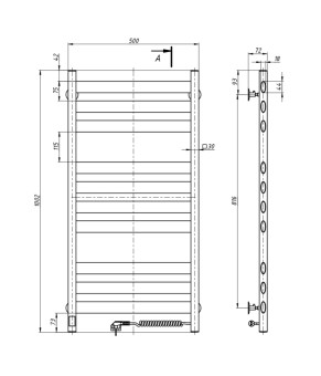 Сушка для рушників Navin Ellipse 500х1000 Sensor правий 10-045053-5010