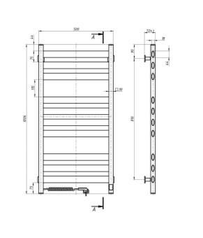 Полотенцесушитель Navin Ellipse 500х1000 Sensor левый с таймером, белый бархат 12-845153-5010