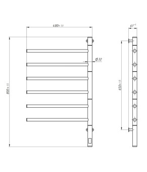 Сушка для рушників Navin Arabesque 480х800 Sensor з таймером, чорний муар 12-223033-4880