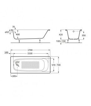 Ванна чугунная Roca + сифон VIEGA SIMPLEX A21291100R+285357