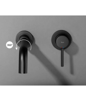 Смеситель для раковины REA LUNGO LONG BLACK MATT + BOX черный матовый скрытого монтажа