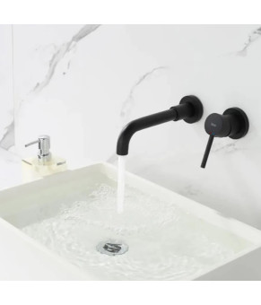 Смеситель для раковины REA LUNGO LONG BLACK MATT + BOX черный матовый скрытого монтажа