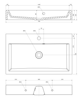 Умивальник Omnires Thasos 42x70 white (THASOS700ZPBP)