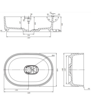 Умивальник Omnires Cadence 62x42 white (CADENCE620BP)