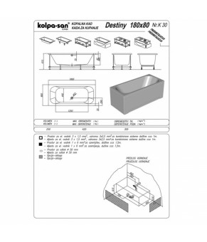 Продольная и боковая панель на каркасной системе для ванны Kolpa-san Destiny 180x80 571292