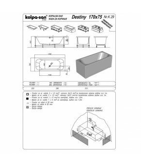  Продольная и боковая панель на каркасной системе для ванны Kolpa-san Destiny 170x75 571285