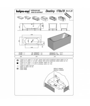Продольная и боковая панель на каркасной системе для ванны Kolpa-san Destiny 170x70 571278