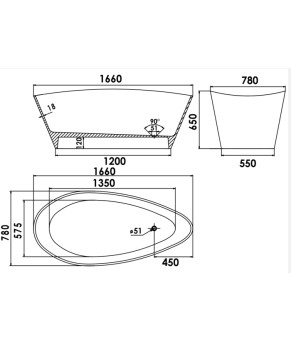 Ванна Amidicon Santorini 166 біла матова