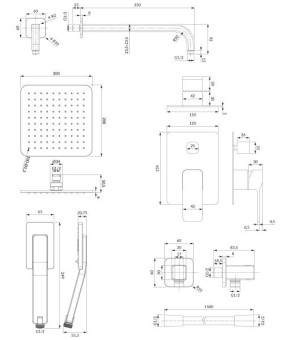 Душова система Omnires Slide graphite (SYSSL12GR)