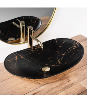 Умивальник Rea Royal black marble gold (REA-U8008)