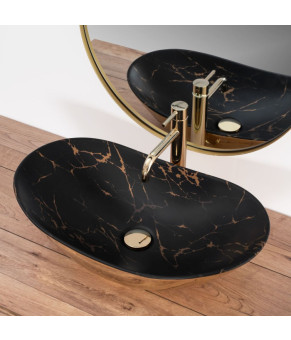 Умивальник Rea Royal black marble gold (REA-U8008)