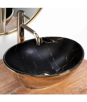 Умивальник Rea Sofia gold/marbe black (REA-U8012)