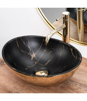 Умивальник Rea Sofia gold/marbe black (REA-U8012)