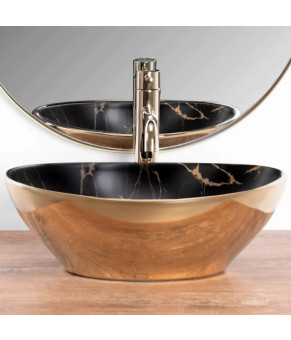 Умивальник Rea Sofia gold/marbe black (REA-U8012)