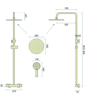 Душова система Rea Vincent brushed nickel (REA-P6603)
