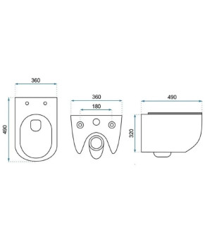 Унітаз Rea Carter Rimless + інсталяція Grohe Rapid SL, клавіша (REA-C1450 + 38772001)