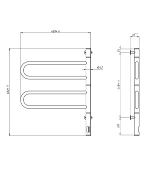 Рушникосушка електрична Navin Fouette 480х600 Sensor, чорний муар, таймер 12-212033-4860