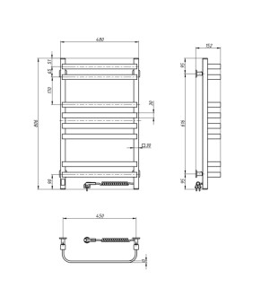 Рушникосушка електрична Navin Stugna 480х800 Sensor правобічна, біла 12-149053-4880