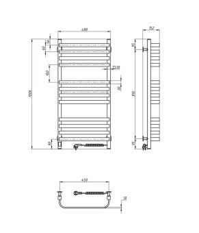 Рушникосушка електрична Navin Stugna 480х1000 Sensor правобічна, біла 12-149053-4810