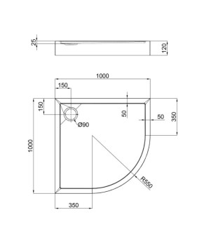 Душовий піддон Qtap Robin 100x100x12 см + сифон 301112