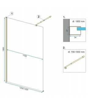 Душова стінка Rea Aero 120x195 brushed gold (REA-K4702)