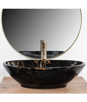 Умивальник Rea Rea Pamela 33x53 black marble shiny (REA-U5067)