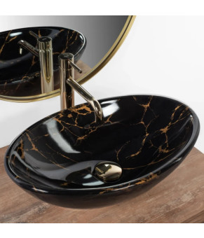 Умивальник Rea Rea Pamela 33x53 black marble shiny (REA-U5067)