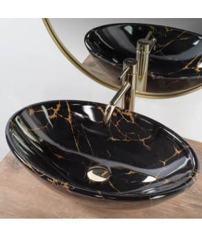 Умивальник Rea Rea Pamela 33x53 black marble shiny (REA-U5067)