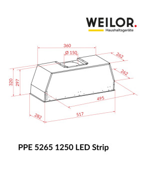 Витяжка повновбудована Weilor PPE 5265 SS 1250 LED Strip 0420036