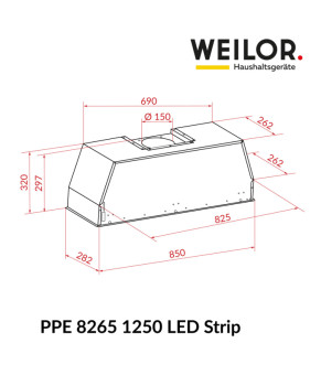 Витяжка повновбудована Weilor PPE 8265 SS 1250 LED Strip 0420037
