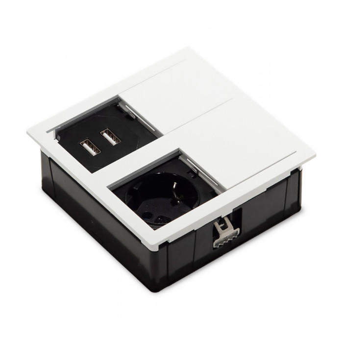 Розеточный блок ASA Versahit Dual на 1 розетку + 2 USB 5V холодный белый 060.15F.00015
