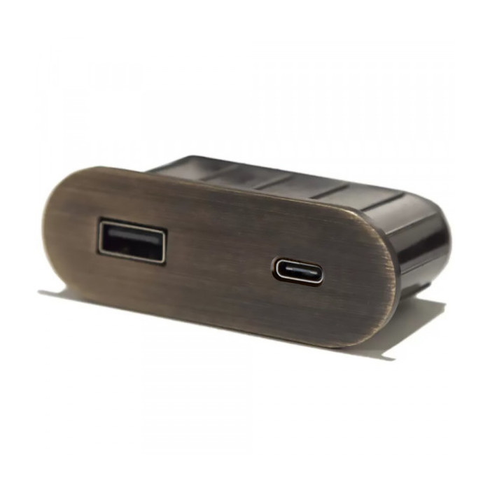 Встраиваемый USB-порт ASA Versapick 1 USB (5v) + 1 TYPE C овальный старая бронза 060.29Z.00031