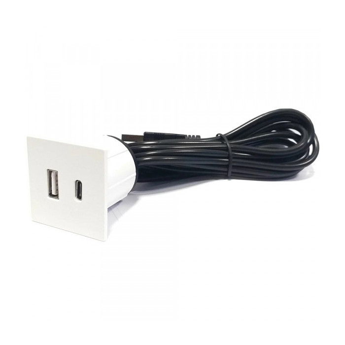 Встраиваемый USB-порт ASA Versapick USB (5v) + USB Type C квадратный матовый белый 060.29Z.00043