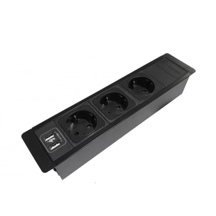 Розеточный блок ASA Versaframe 2.0 (3 розетки + USB.5V (А+A), обработка - черный) 060.32F.00038