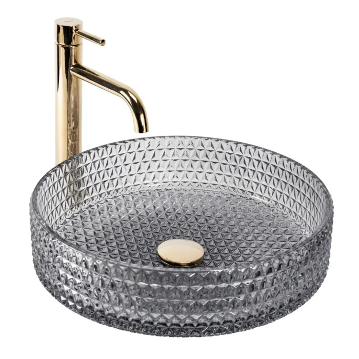 Умивальник Rea Cristal 40x40 grey (REA-U0277)