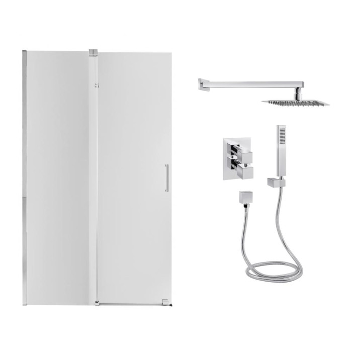 Готове рішення Qtap 14: Стіна Walk-In GLIDE, 120x190 + Душ. набір прихованого монтажу з термостатом GLICRM2012C844855