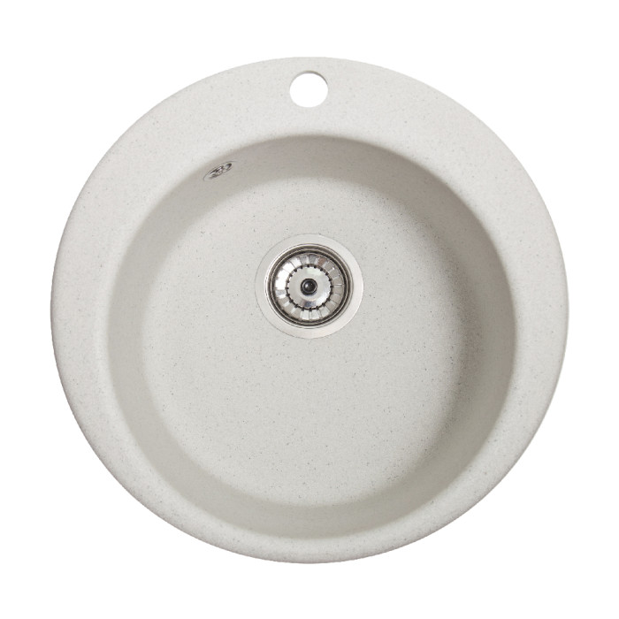 Кухонна мийка Romzha Eva Biela (101) Біла, гранітна, кругла 475x475 мм (RO43402)