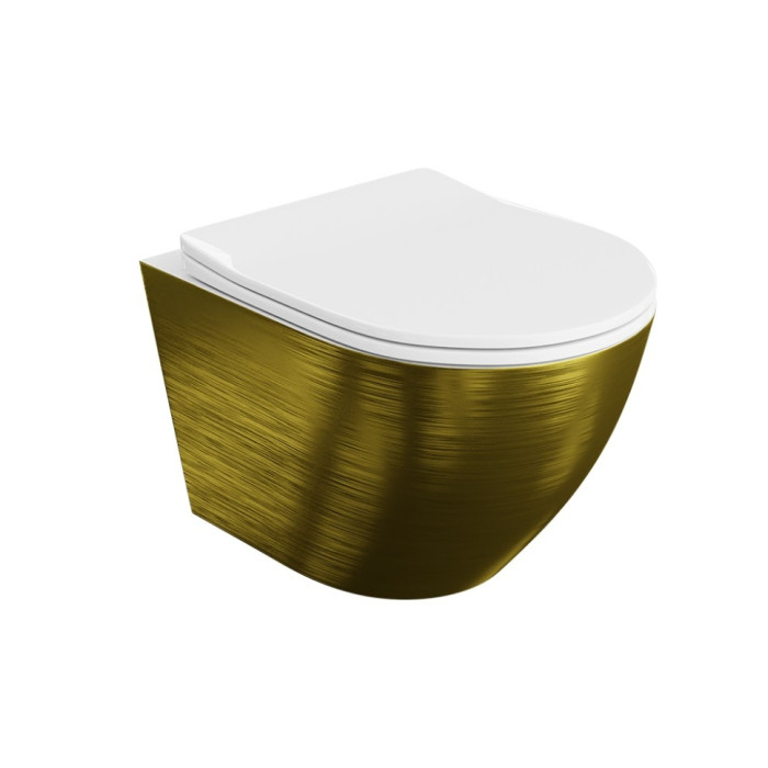 Унітаз Lavita Sofi slim brushed gold підвісний, сидіння дюропласт, без обідка (5900378331858)