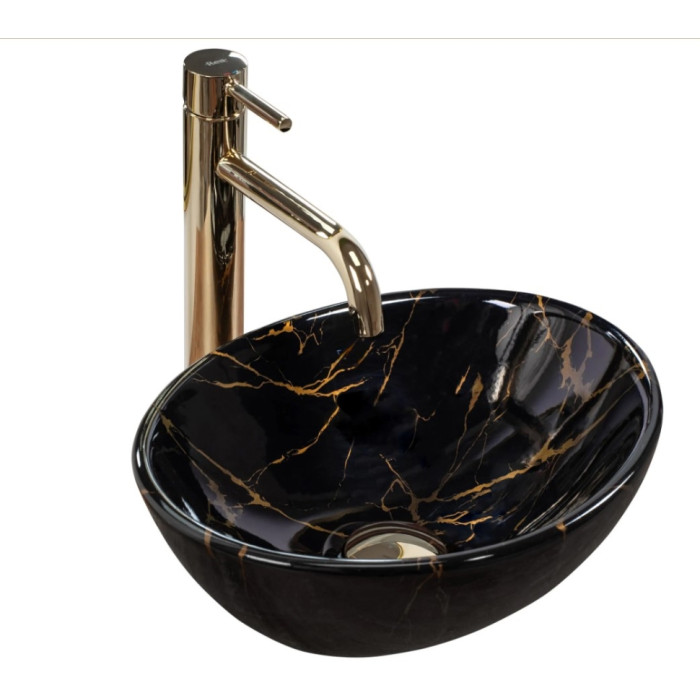 Умывальник Rea Sofia 27x35 mini black marble shine (REA-U6963)