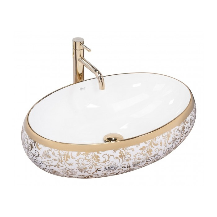 Умивальник Rea Meryl 60x40,5 white-gold (REA-U5054)