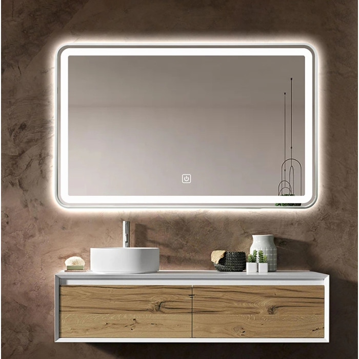 Зеркало DUSEL LED DE-M0065D Silver 80смх65см сенсорне включення + + підігрів+ годинник/темп 606510