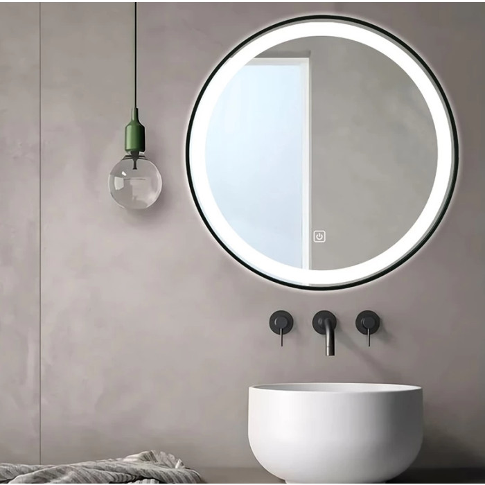 Зеркало Dusel LED DE-M2071D Black кругле 80смх80см сенсорне включення + підігрів 620713