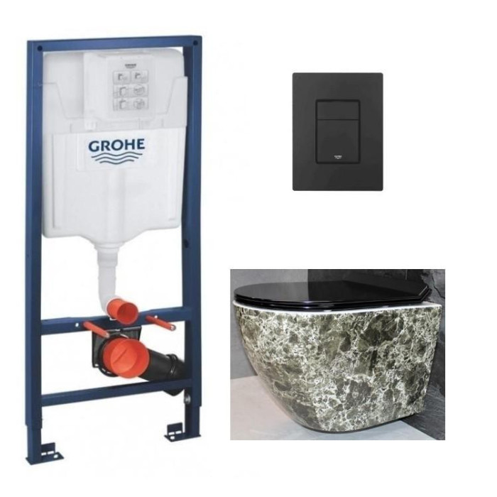 Інсталяція GROHE Rapid SL 38772001+ Унитаз подвесной DUSEL LEVITA MARBLE + Сидение + Панель смыва Grohe (dusel-545 )