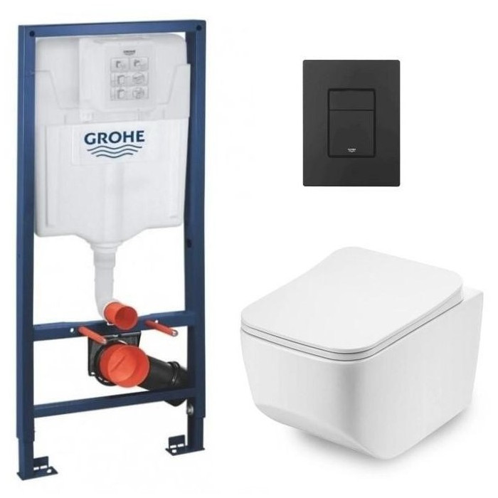 Інсталяція GROHE Rapid SL 38772001+ Унитаз подвесной DUSEL LUNAR + Сидение + Панель смыва Grohe